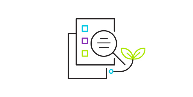 放大镜搜索文件的线条图标，代表法规知识。
