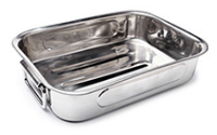 A rectangular aluminum pan.