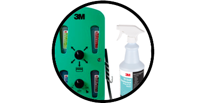 icon showing 3M flow control dispenser and TB Quat disinfectant
