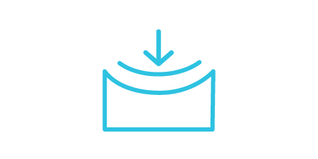 抗冲击和振动的图标，图中有一个力量向下推压在表面上。
