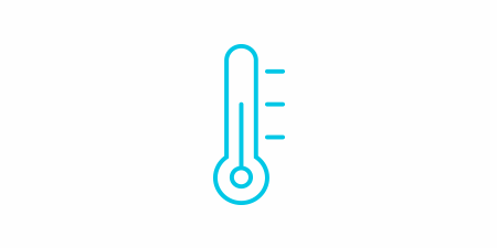 Thermal management icon of a thermometer.
