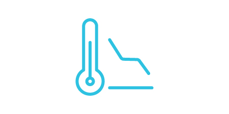 增强显示同时减少热量的图标，带有温度计和向下的箭头。
