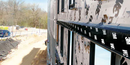 Image of a flashing accessory on a building exterior
