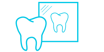 icon of tooth reflecting in clear mirror
