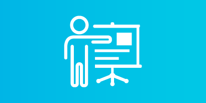 Illustration of person pointing to a presentation screen
