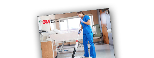 Report cover with image of employee in hospital room with floor mopping  tool.
