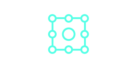 保护和优化图标：一个方形，圆圈周围和中间有兴趣点。
