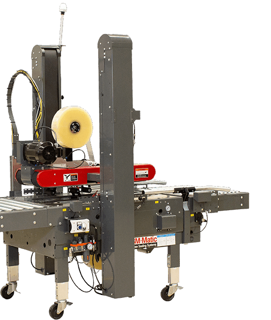 A model of case sealer, 7000r, shows the sealing components of the machine