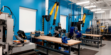 Image of benches and dispensing machines at the St. Paul Bonding Process Center

