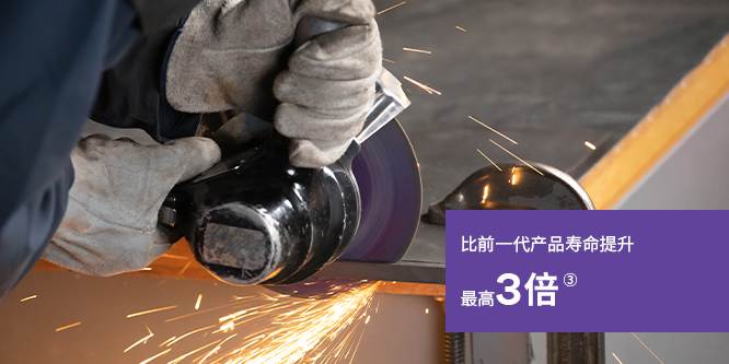 text reads 3X longer life vs Cubitron™ 2 with background image of cutting wheel
