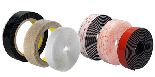 Family image of rolls of 3M™ Hook and Loop and 3M™ Dual Lock™ Reclosable Fasteners
