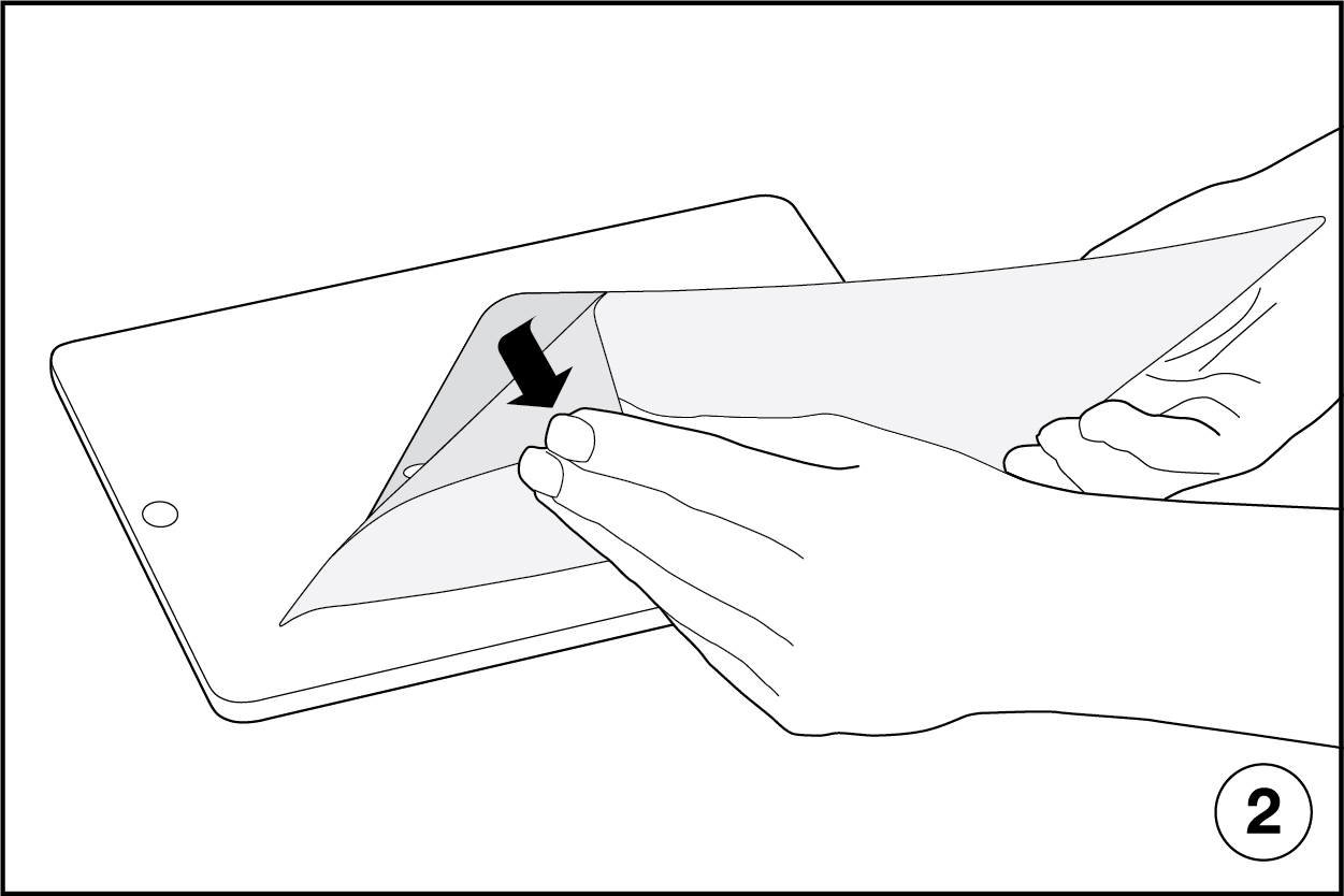 Illustration of peeling back screen protector at edge