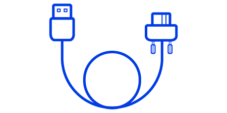 Minimalist line illustration of USB3 vision cable
