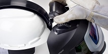 3M Speedglas Welding helmet hard hat adapter connecting to a hard hat

