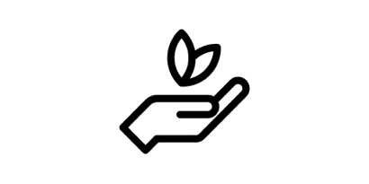 icon of a green leaf in the palm of a hand
