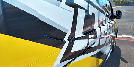 Close-up of a detailed digital print design
