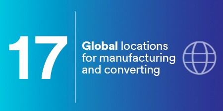 17 global locations for manufacturing and converting icon
