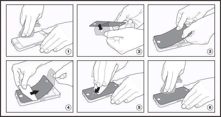 Instructional illustration of adhesive backed installation