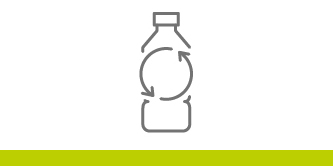 可回收的塑料水瓶的图标。

