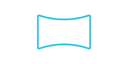 提供更大、更薄和更弯曲的汽车显示设计图标，显示一个屏幕。
