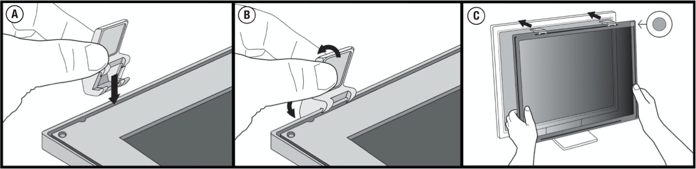 Instructional illustration of hanger arm installation