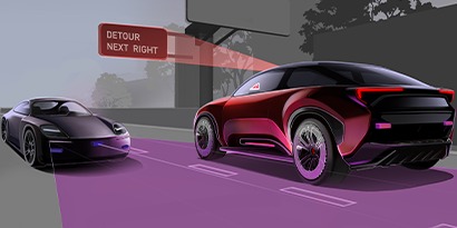 显示3M传感器技术的红色轿车。
