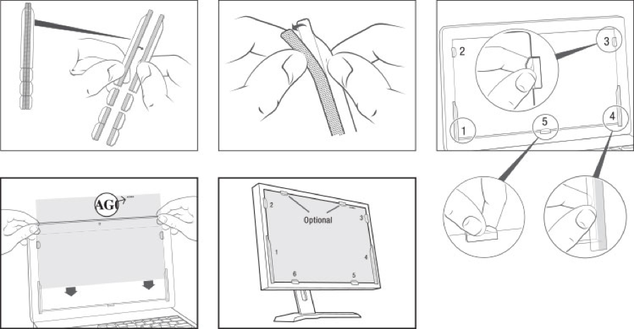 Instructional illustration of slide mount tab installation