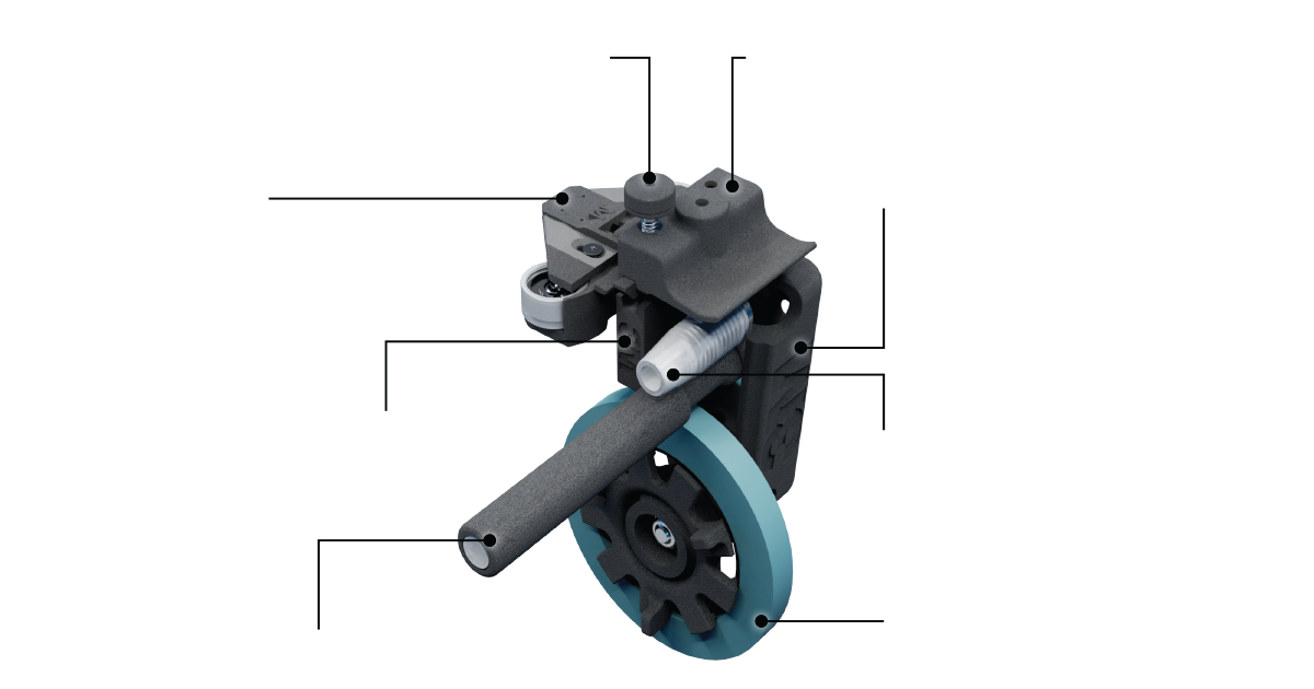 Image of the 3M™ Adjustable Paint Masking Applicator with hotspots pointing to features
