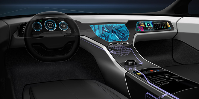 显示信息显示器的车辆内部。
