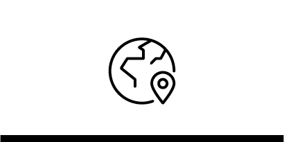 代表全球可靠性的黑色线条艺术地球图标。
