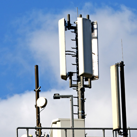 A cell phone signal transmission tower
